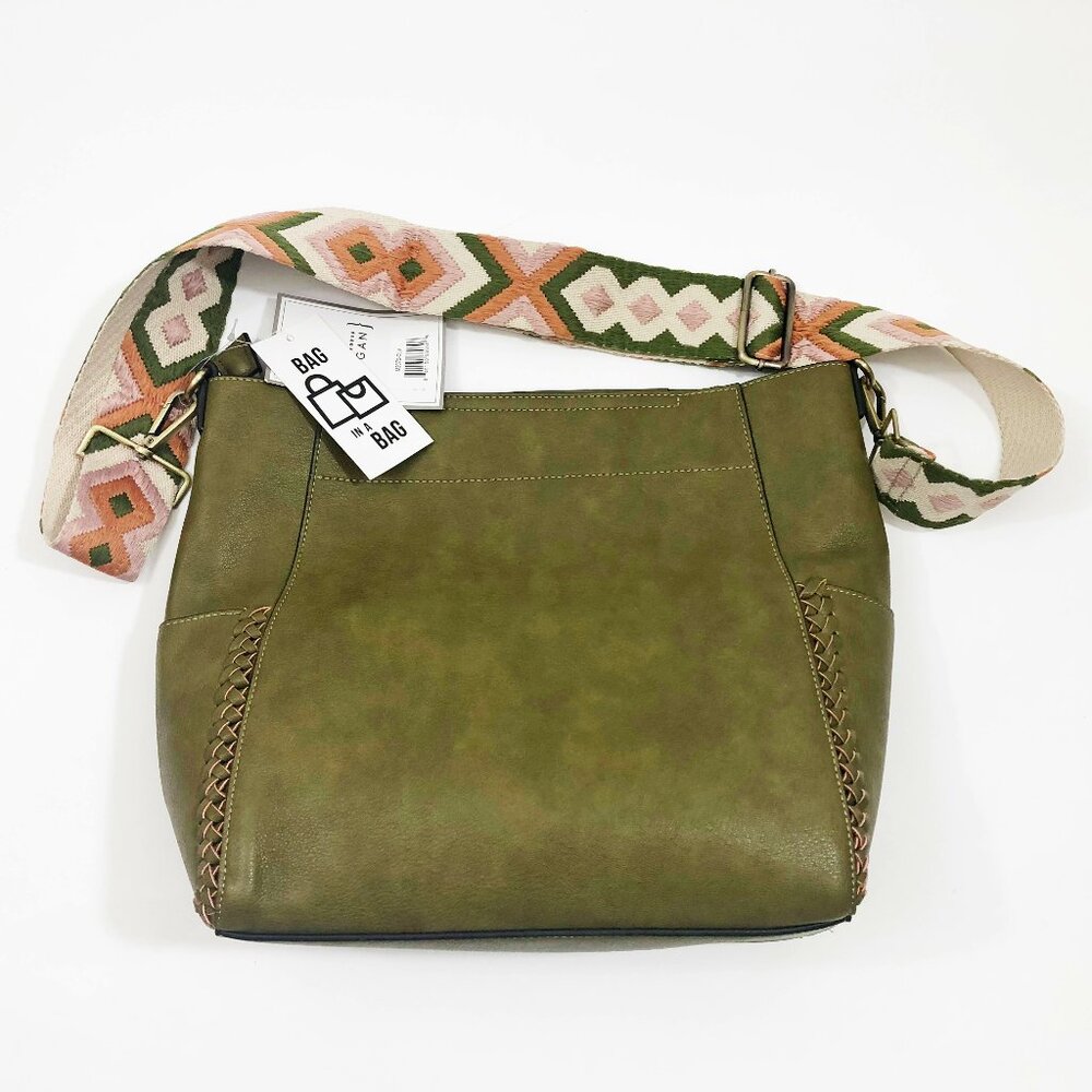 Jen & Co Bag in a Bag Penny Olive Green Vegan Leather Bucket Bag & Shoulder Bag - Picture 3 of 8